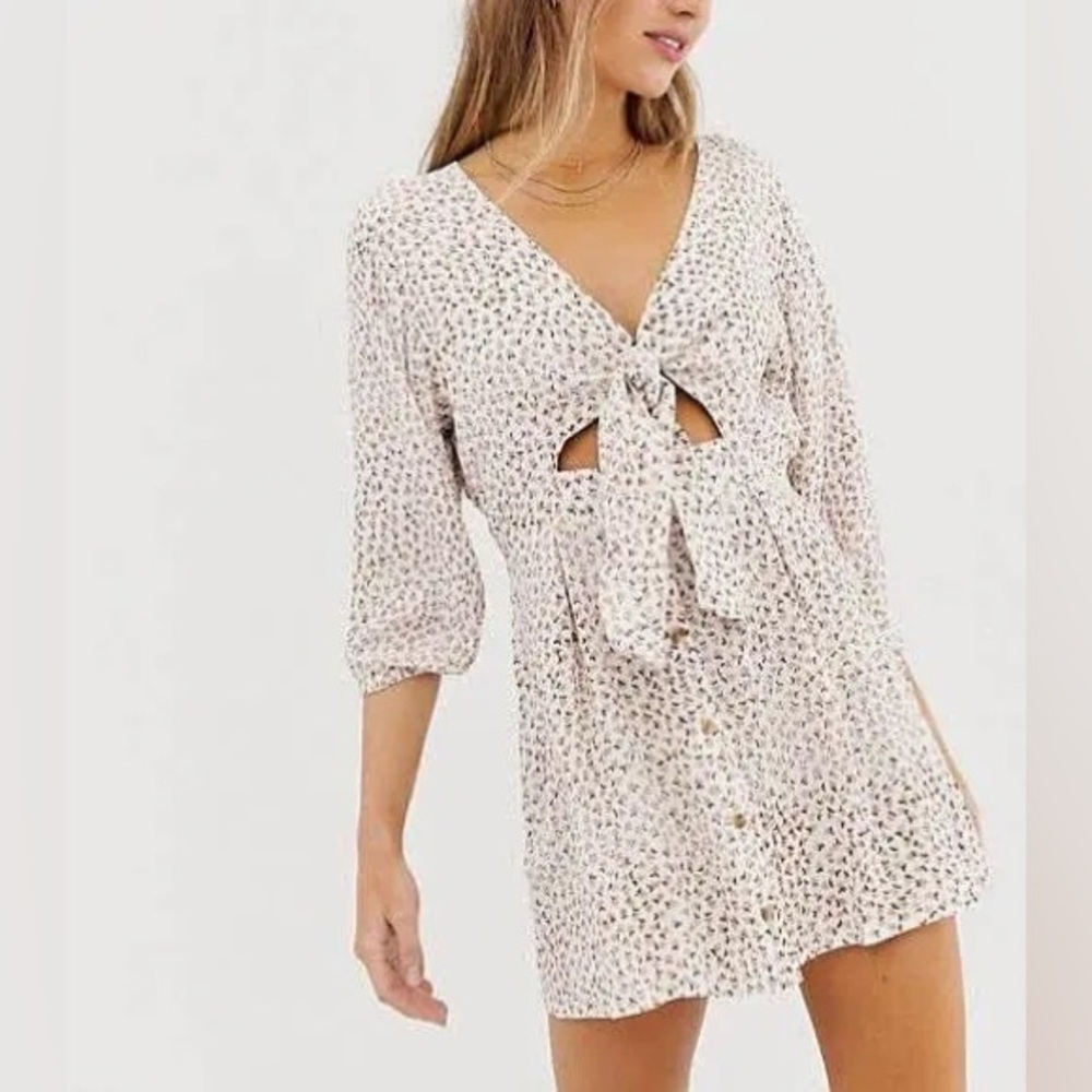 Faithfull The Brand Trinidad Floral Print cut out summer Dress 8